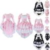 Elegant Women's Lolita Princess Maid Dress With Ruffle Puff Sleeves And Lace Decoration