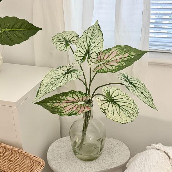 Artificial Alocasia Leaf Faux Greenery Plants Stem Realistic Fake Tropical Leaves for DIY Wedding Centerpiece Flower Arrangement Home Vase Decor