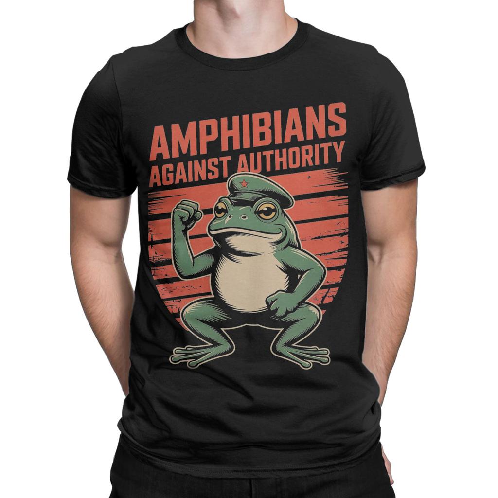 Men Amphibians Against Authority T Shirt Cotton Clothes Vintage Short Sleeve Crew Neck Tees Graphic T-Shirts