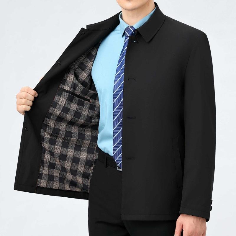 Mulberry silk button jacket for middle-aged and elderly men thin spring and autumn dad wear business jacket lapel middle-aged casual top