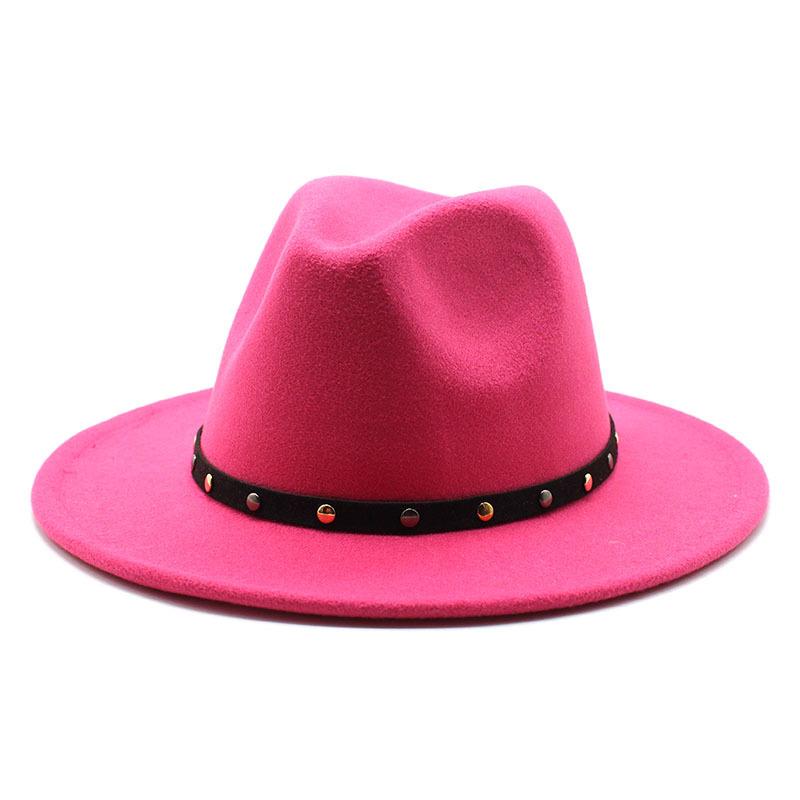 2021 Season Big Eaves Hat Flat Edge Top Hat Men And Women White Woolen Jazz Hat