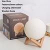 Remote 3d Control 16 Colour Rechargeable Moon Lamp Night Light Kids Dimmable Led