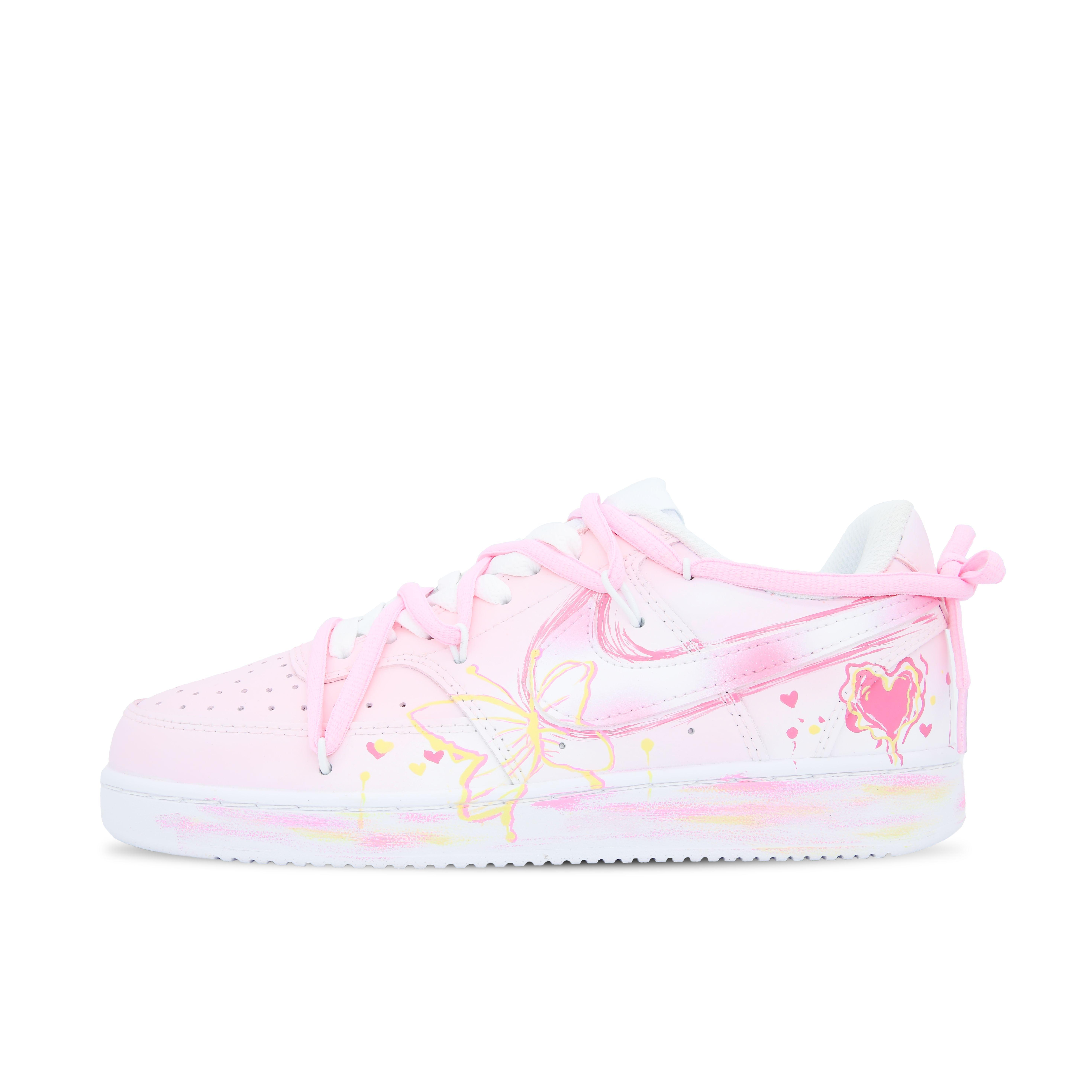 

Nike Court Vision 1 Low top Skateboard Shoes GS Pink Yellow CD5434-100(Team60-) 36