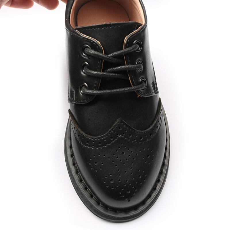 New Boys' Leather Shoes Comfortable Soft-soled Black British Performance Shoes