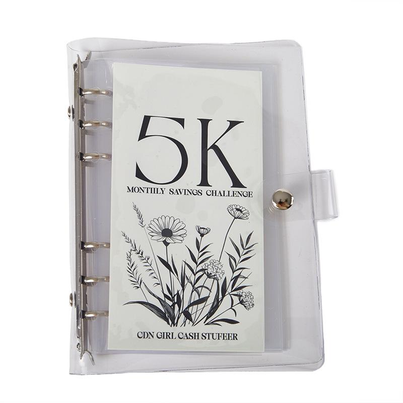 

Набор папок на кольцах для челленджа сбережений Книга сбережений Брошюра сбережений Органайзер с железным зажимом на шесть отверстий Альбом с одним карманом