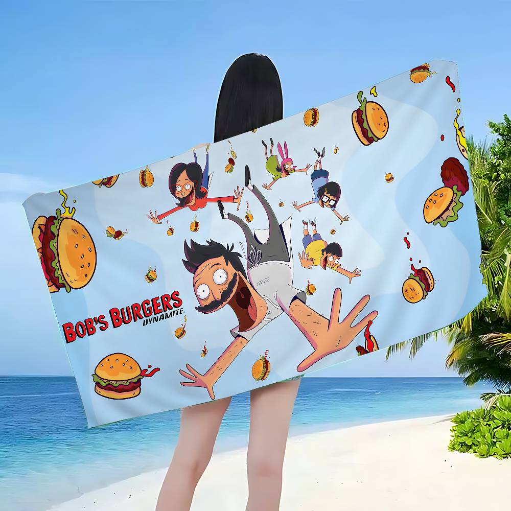 Funny Art Cartoon B-Bobs B-Burgers Bath Towel Microfiber Soft Water Breathable For Girl Kids Decorative Cartoon Beach Towel