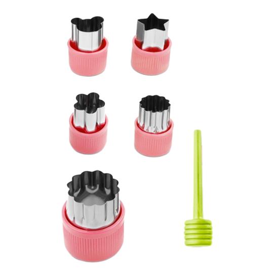 Steel Cookie Cutter Set for Food Vegetables Fruit Noodle Mold for DIY 5pcs розовый