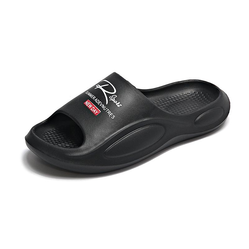 Couple Slippers Large Size Thick-bottomed One-word Slippers Fashionable Summer Soft-soled Beach Slippers