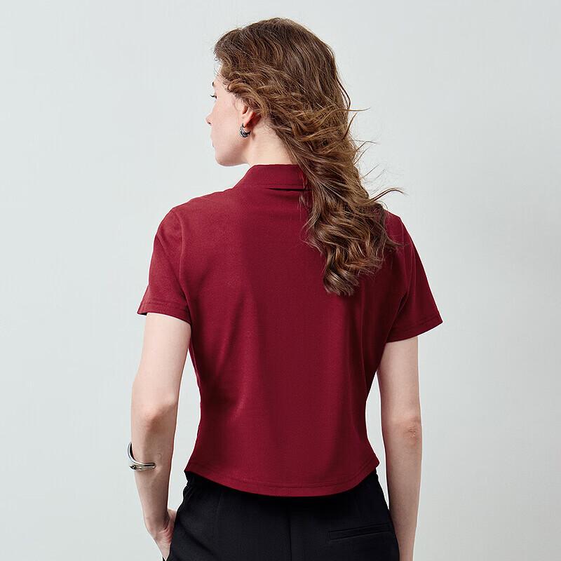 Chuyu Women's Embroidered Heart Short Polo T-Shirt