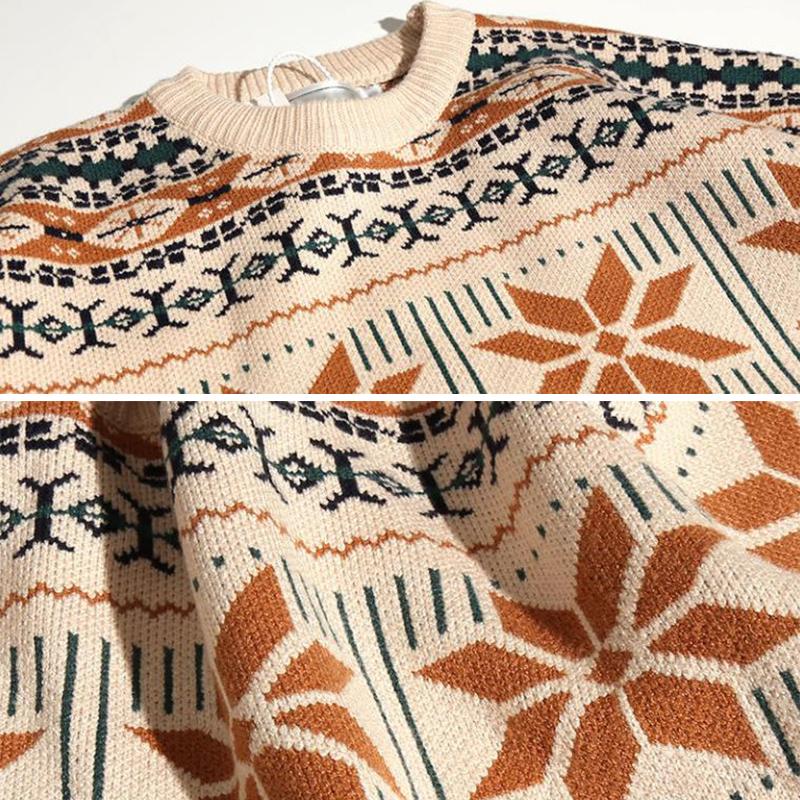 WTEMPO Párový svetr Měkký ležérní pletený svetr Zimní teplý svetr Retro větru s kulatým výstřihem