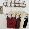Gebürstetes warmes V-Ausschnitt-Camisole aus französischer Spitze mit Brustpolstern für Herbst & Winter