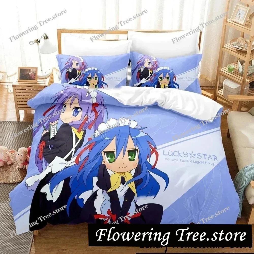 Anime Konata Izumi Lucky Star Bedding Set Duvet Cover Bed Set Quilt Cover Pillowcase Comforter King Queen Size Boys Adult