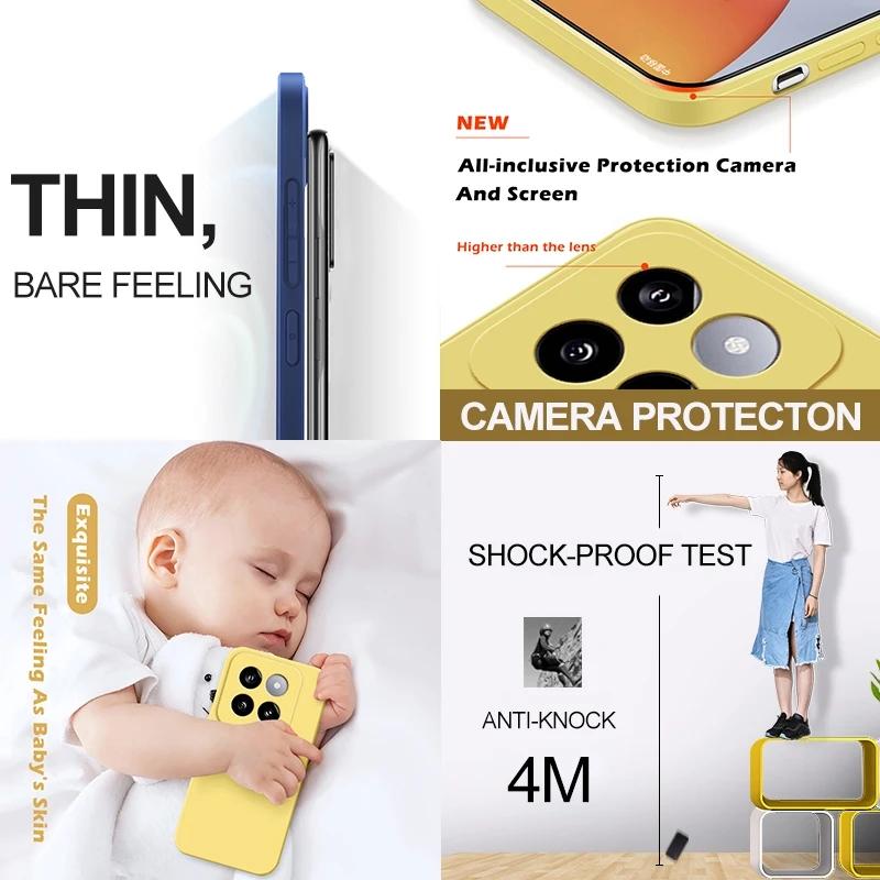 Mi 14 Mi14 Pro Case Square Liquid Silicone Phone Cases For Xiaomi Mi 12 X 12 Lite Mi 13Pro Mi14Pro Xiaomi13T Pro Soft Back Cover