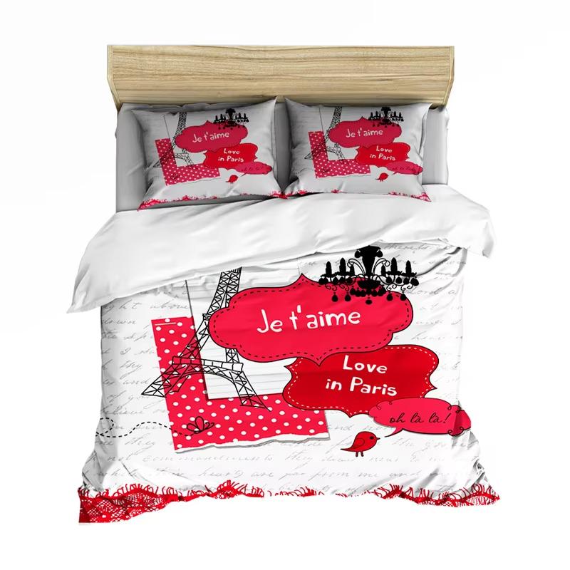 Eiffel Tower Duvet Cover Set Paris Twin Full Queen King Bedding Set For Girl Women Couple Room Romantic Theme Comforter Cover