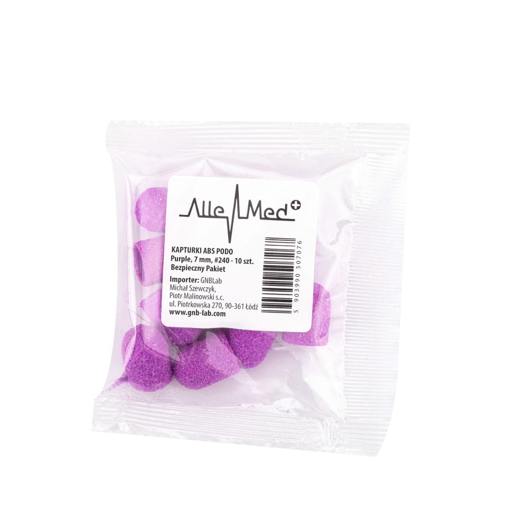 Kapturki Do Pedicure 7 Mm Gradacja 240 10 Szt Abs Podo Allemed Fioletowy Purple