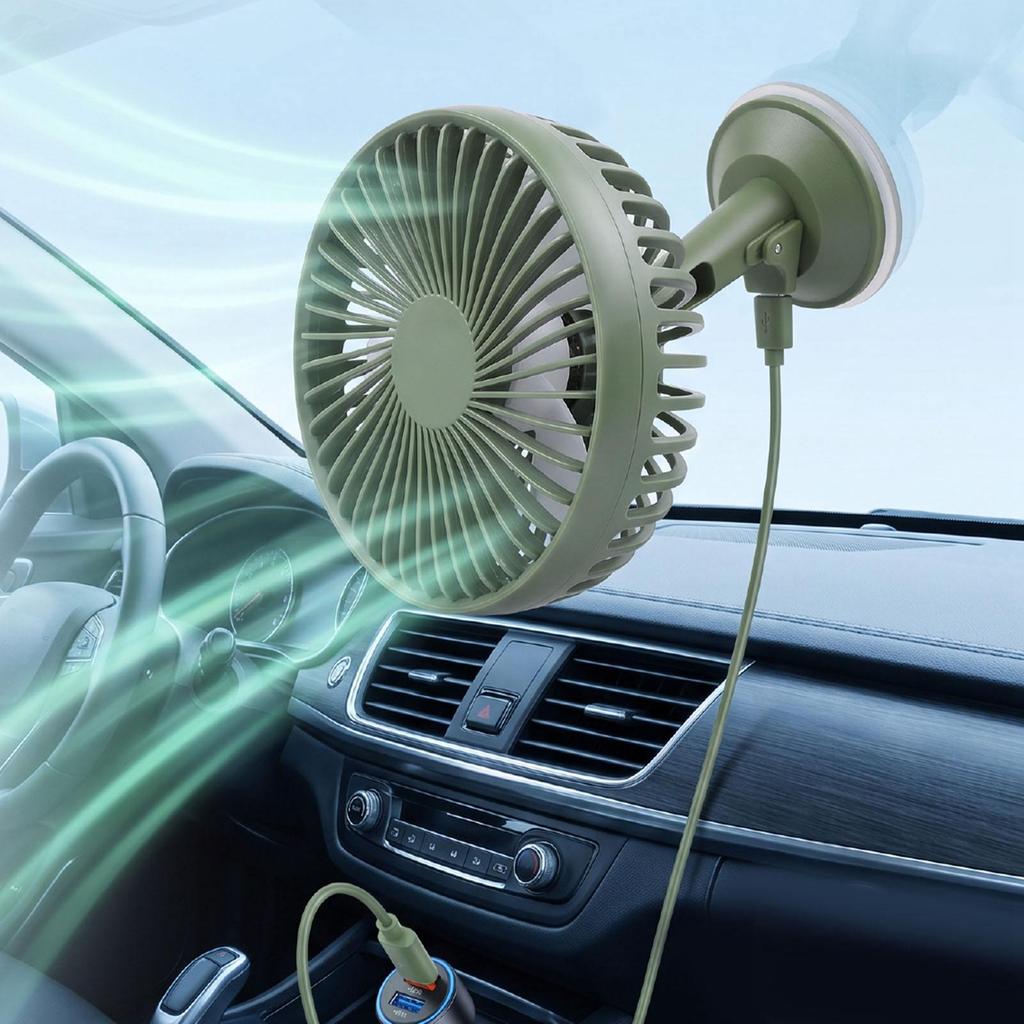 Single Head Car Suction Cup Fan 360 Degree Rotation 3 Speed USB Port Suction Cup Vehicle Fan