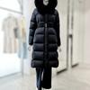 Lange Daunenjacke mit Kapuze und Gürtel aus Fuchsfell YP5WH001