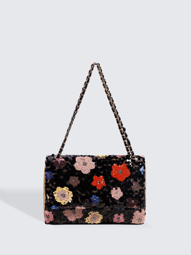Embroidery sequined shoulder bag summer new niche woven straw bag high-end large-capacity armpit bag