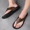 Fashion Genuine Leather Men Sandals Wholesale Summer Soft Soled Anti Slip Beach Shoes Men's Large New Flip-flops Casual Outwear Sandals