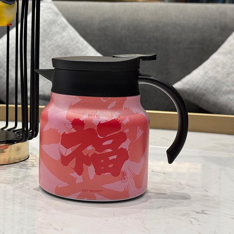 Portable Floral 316 Stainless Steel Teapot with Large Capacity & Inner Liner