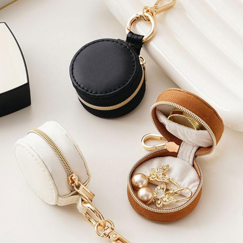 Portable Leather Holder Jewelry Pouch Elegant Jewelry Packaging Box Durable Display Holder for Rings Earrings Bracelet