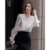Demana Fashion Editor Spring Lyocell Puff Sleeve Disc Button Shirt