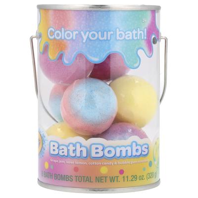 Badebombe, ab 3 Jahren, Traubenmarmelade-, Laser-Zitronen-, Zuckerwatte- und Kaugummiduft, 8 Badebomben, 320 g (11,29 Unzen)