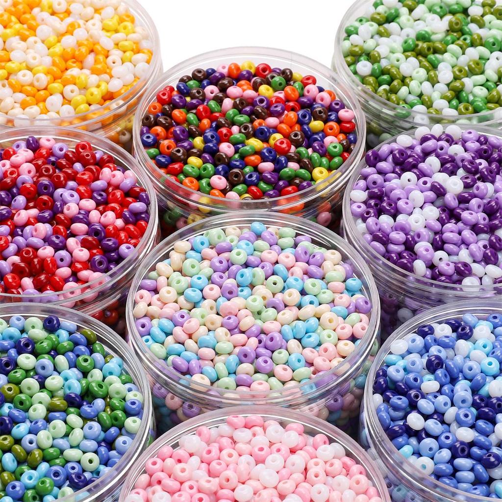 60 Stück Flaschenglasperlen Charm Ölgemälde Abacus Tschechische Perlen Seed Spacer Perlen für die Schmuckherstellung Zubehör