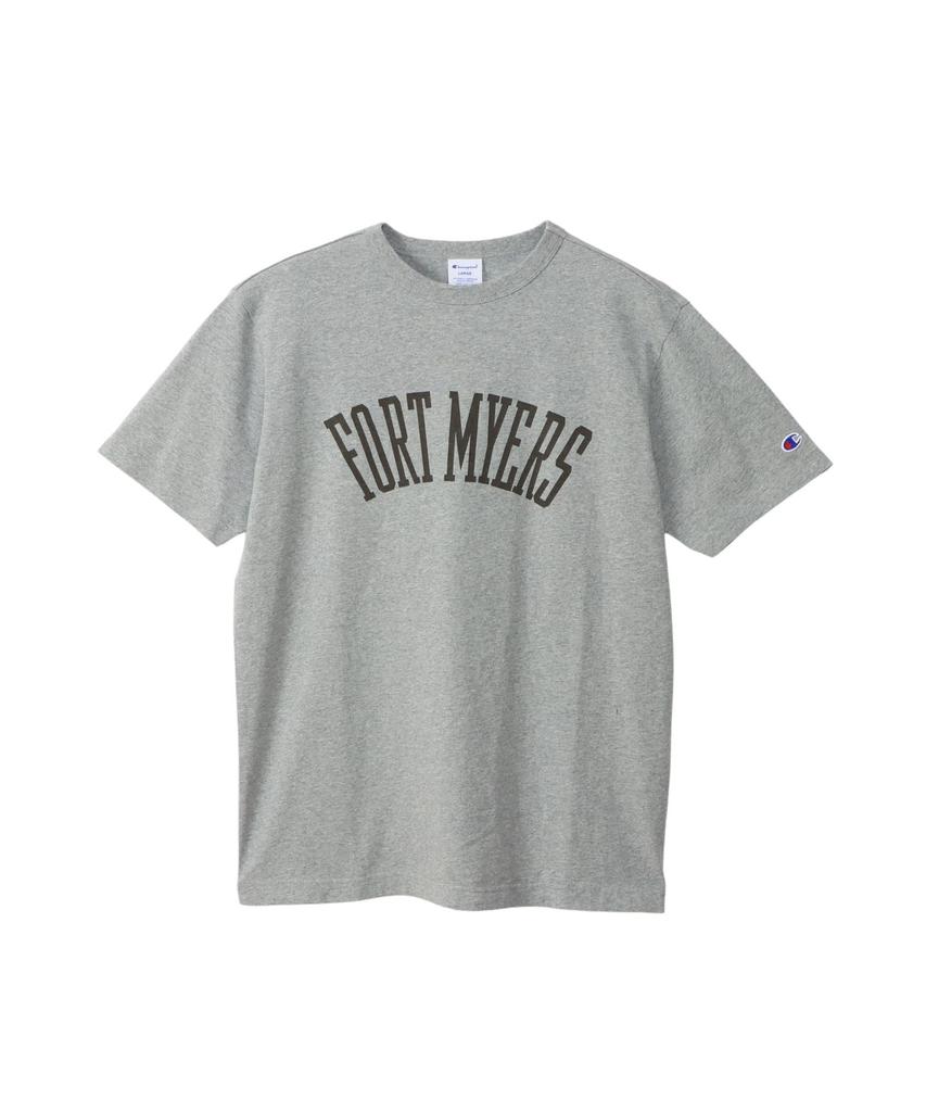 Champion Basic Short Sleeve Oxford Short Crew USA Graphic Print Men's T-Shirt, C3-B344, Gray, Sleeves, Neck, 100% Cotton, Fabric,