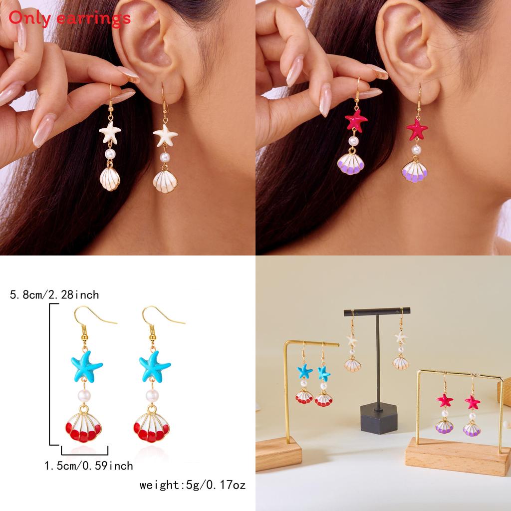 Womens Beach Shell Earrings With Natural Material And Electroplated Design For Summer Vacation