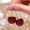 Kirschohrringe für Damen Lustige Frucht-Hängeohrringe Niedlicher 3D Roter Schmuck Einzigartiger Frucht-Anhänger Schmuck Geschenke