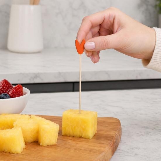 100Pcs Disposable Fruit Picks, Cocktail Picks with Decorative Leaves Flower Tips, Bamboo Skewers for Fruits Cakes Cocktails Snacks