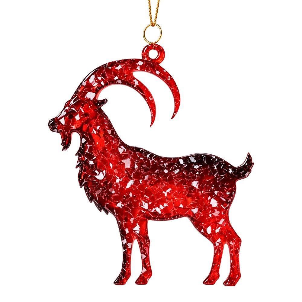 Set di Ornamenti Appesi Capra Brillante Decorazione Animale Piatta 2D da Appendere Decorazione Festa Festiva