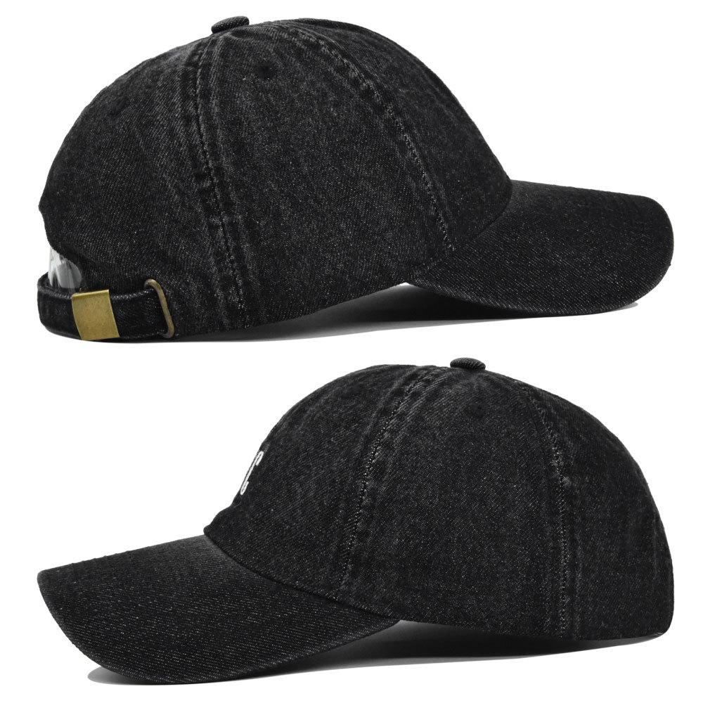 Vintage Distressed Embroidered Denim Baseball Cap with Curved Brim