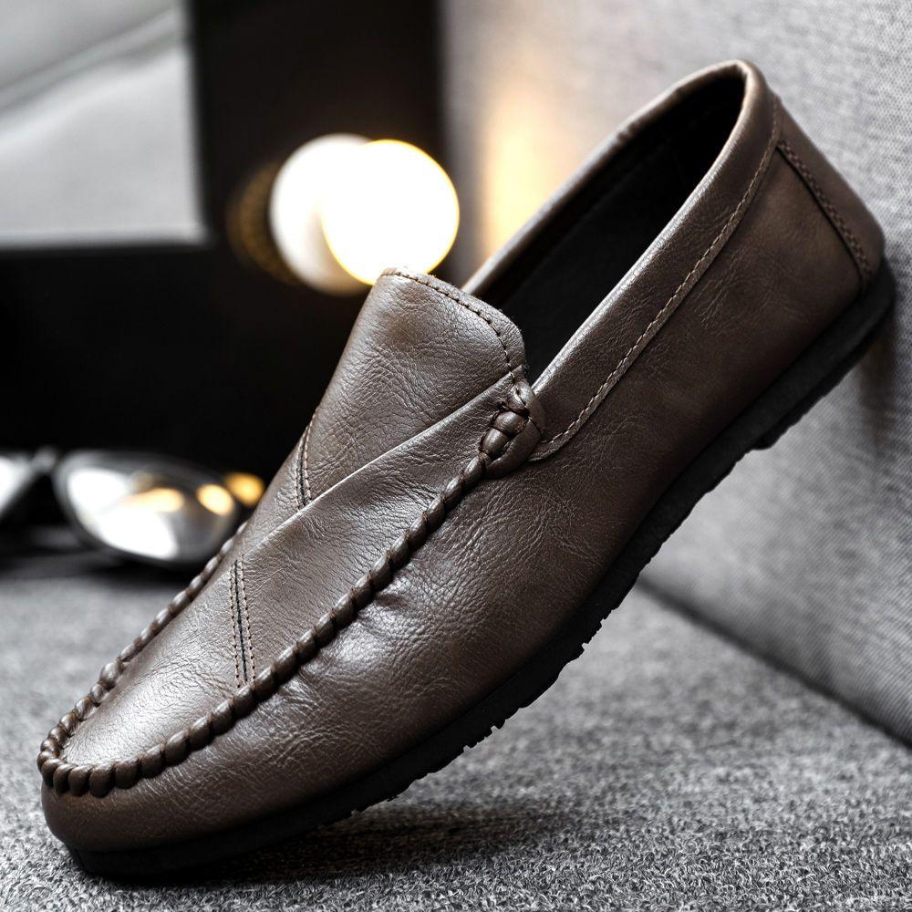 

Fashion Plain Round Toe Men s Leather Shoes Slip-on Sale Social Legitimate Adults In Promotion Footwear Offer Designer Male Casual Shoe 39