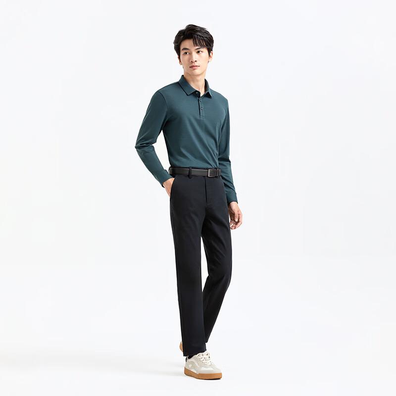 Langdeng Men's Straight Fit Business Casual Trousers