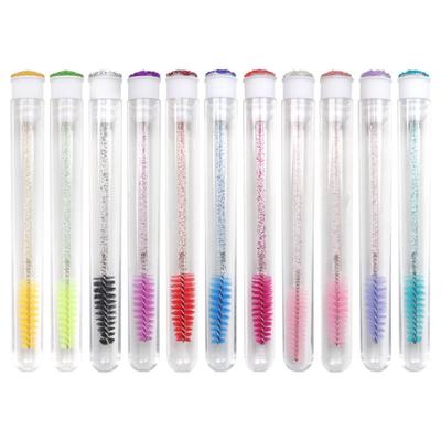 Transparent Diamond Eyelash Extension Brushes with Multi-Color Packaging
