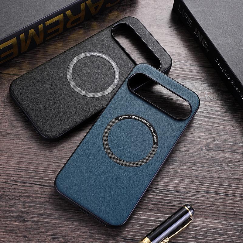 Solid Color Leather Magnetic Case for Google Pixel 9 Pro/6/7/8 - Full Coverage Protective Cover