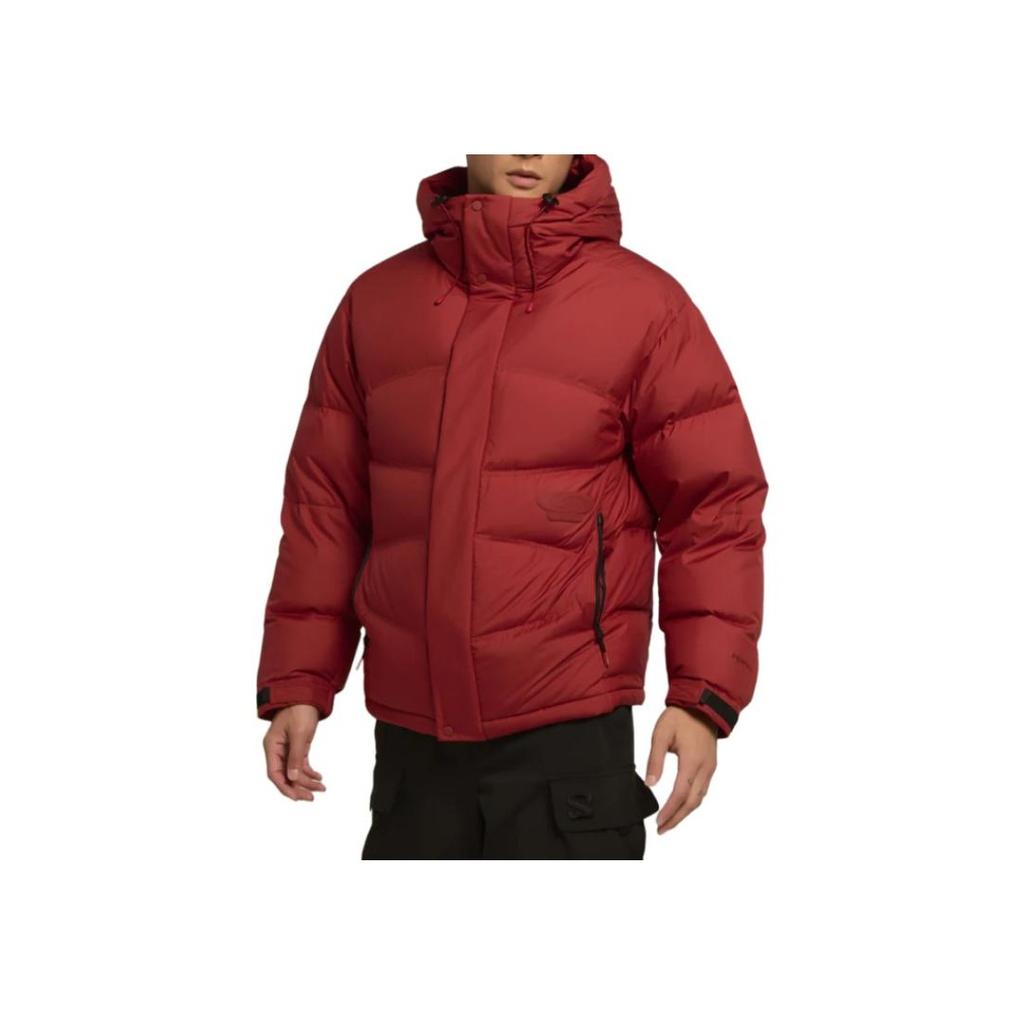 Salomon Solid Color Hooded Zipper Long Sleeve Down Jacket Unisex Outerwear Dark-Red LC2580700