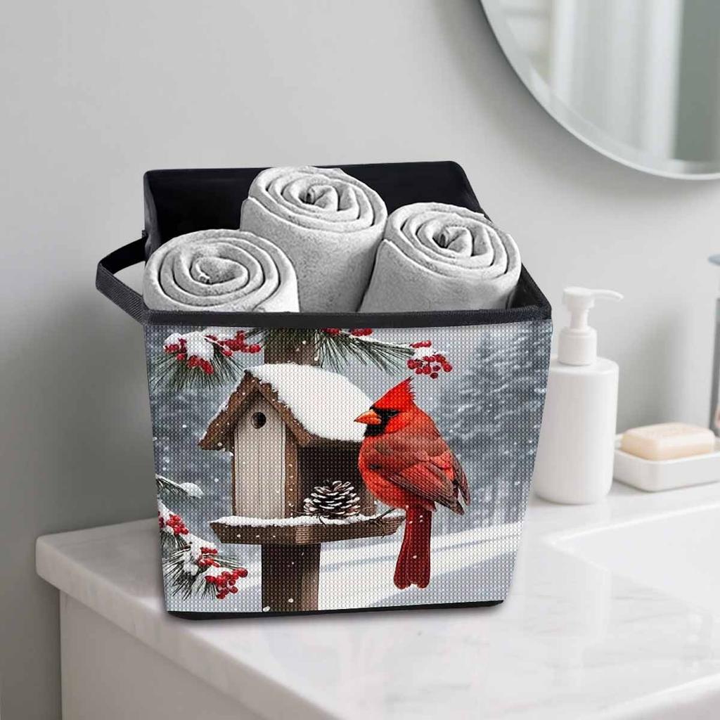 Birds and Pinecones 5D Diamond Painting Storage Basket Full Round Drill Mosaic Diamond Embroidery Cross Stitch Kits Home Decor Home Decor