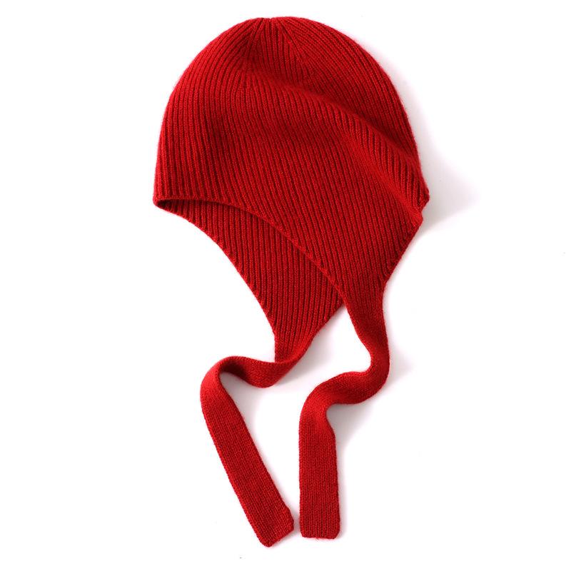 Cashmere Autumn and Winter New Solid Color Women's Warm Ear Protecting Lei Feng Hat Pullover Knitted Casual Hat
