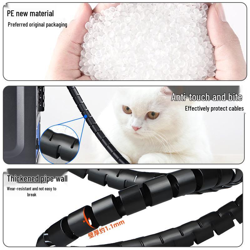 

Open Cable Wrap Tube - Anti-Bite Protective Sleeve for Wire Management and Organization 8mm White (2m + Clip)