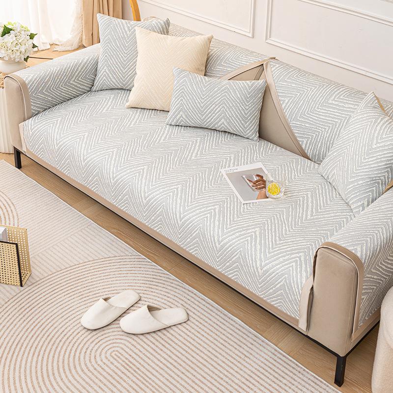 Nordic Simple Ice Silk Sofa Cushion Leather Four-Season Universal Non-Slip Sofa Cover High-Grade Seat Cushion Backrest Towel Cover Cloth
