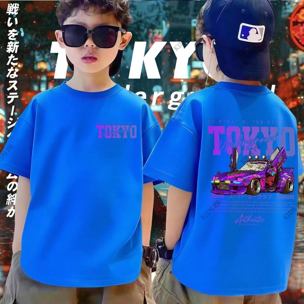 Boys' Short Sleeved T-shirt, Racing Printed Children's T-shirt, Fashionable Casual Top