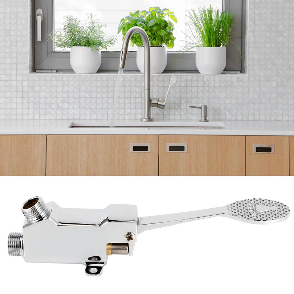 G1/2 Thread Floor Mount Foot Pedal Valve for Hospital Laboratory Factory Water Faucet