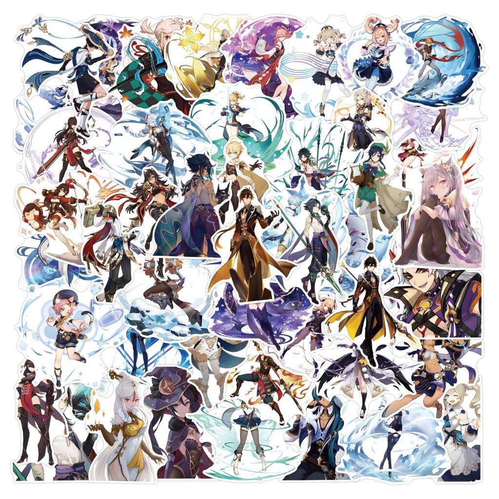 50 Pictures of Genshin Impact Graffiti Stickers Decorative Helmet Computer Suitcase Mobile Phone Stickers