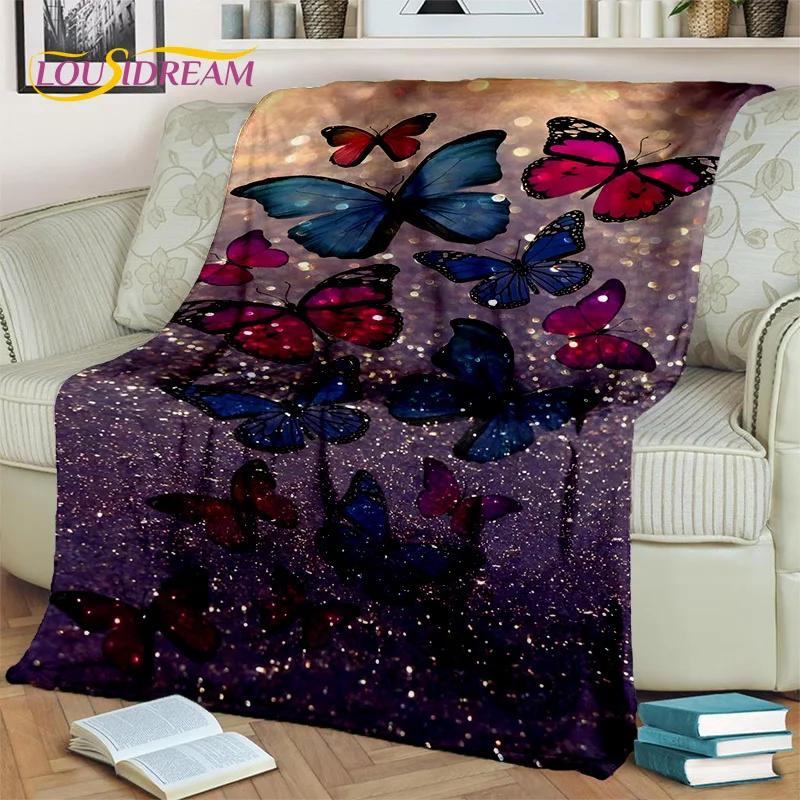Dream Butterfly Flower Cartoon Blanket,Soft Throw Blanket for Home Bedroom Bed Sofa Picnic Travel Office Rest Nap Cover Blanket