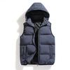 Hooded Vest Men Casual Waistcoat Sleeveless Padded Jacket Couples Detachable Hat  Zipper Pockets Down Jackets Men Outwear