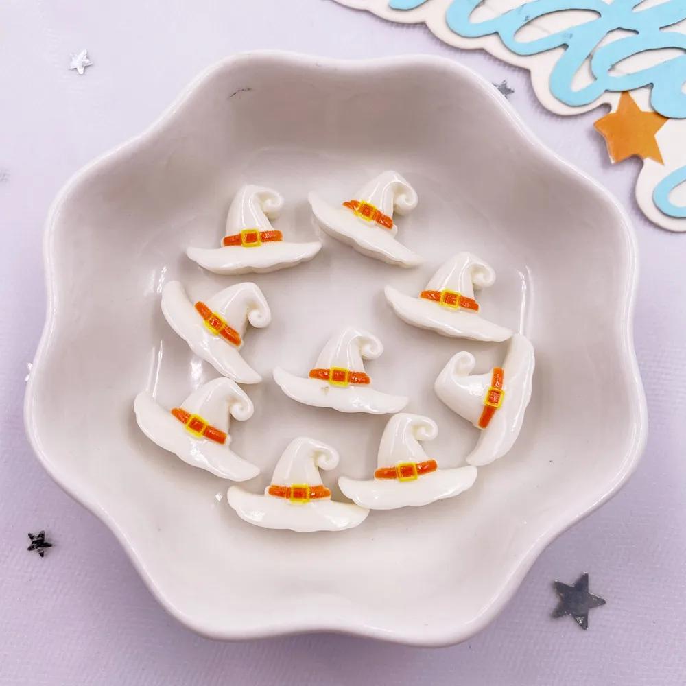 30pcs Resin Mini Colorful Painted Bat Pumpkin Skull Ghost Cat Figurines Flat Back Scrapbook DIY Halloween Decor  Nail Art M439 F