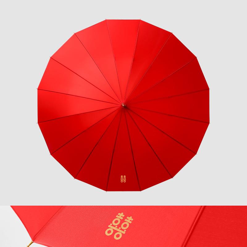 

Свадебный женский зонт, ветрозащитный зонт от дождя с длинной ручкой, сильный, 16 ребер, большие красные женские зонты красный